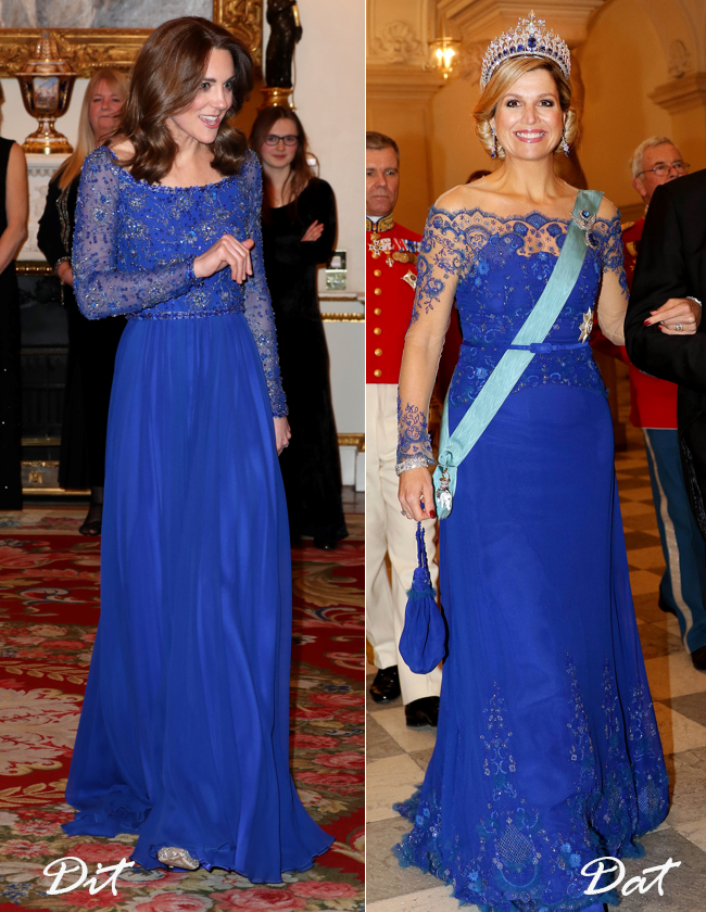 Fruitig kleding stof Factureerbaar Máxima versus Catherine: een koningsblauwe jurk - Modekoningin Máxima