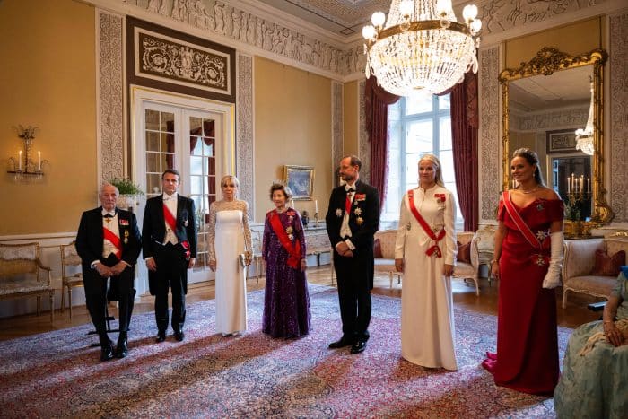 Prinses Ingrid-Alexandra Mette-Marit galadiner officieel bezoek president Macron Brigitte Macron Noorwegen 2025