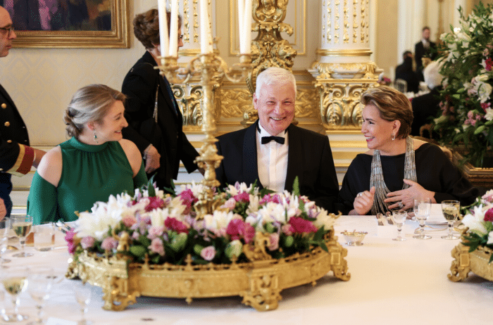 Stéphanie en Maria Teresa tijdens galadiner officieel bezoek Italië Luxemburg