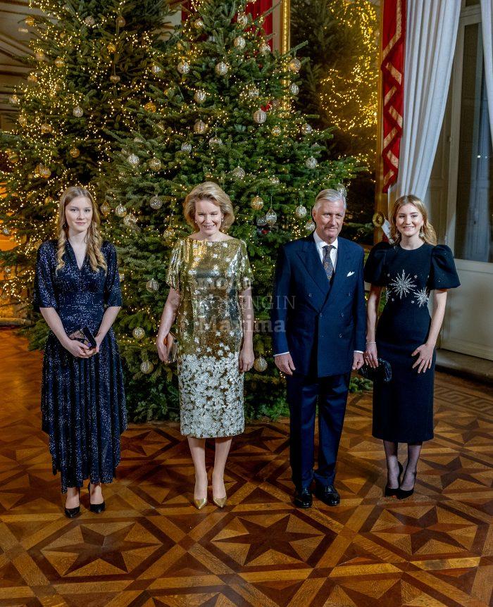 Mathilde, Filip, Elisabeth en Eléonore bij kerstconcert 2025 in Koninklijk Paleis
