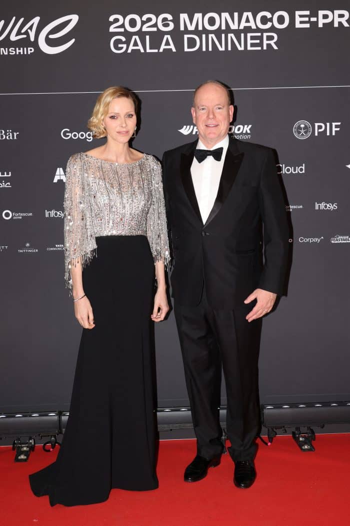 Prinses Charlène op rode loper in galajapon van Jenny Packham