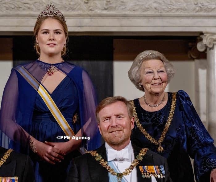 Princess Amalia and Queen Maxima and King Willem-Alexander with Queen Letizia and King Felipe and Princess Beatrix and Princess Margriet at the statebanquet ADEL ROYALS MONACHY ROYALTY KONIGLICH ROYAUX MONARCHY ADEL ROYALS MONACHY KONIGLICH ROYAUX ROYALTY