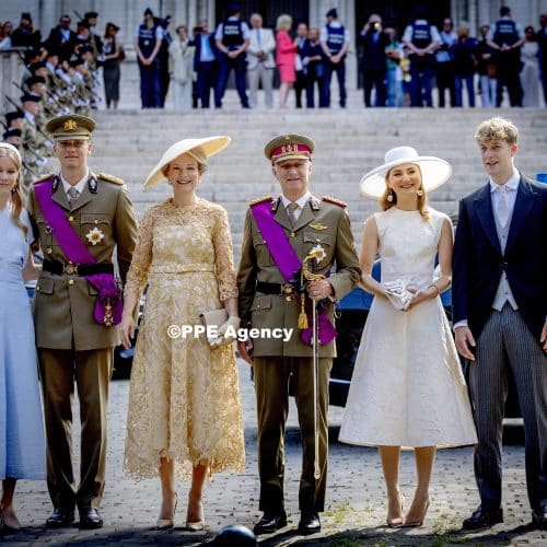 Belgium royals at the Te Deum at the Sainte-Gudule cathedral during the Belgian national day in Brussels. ADEL ROYALS MONACHY KONIGLICH ROYAUX ROYALTY QUEEN PRINCESS KING