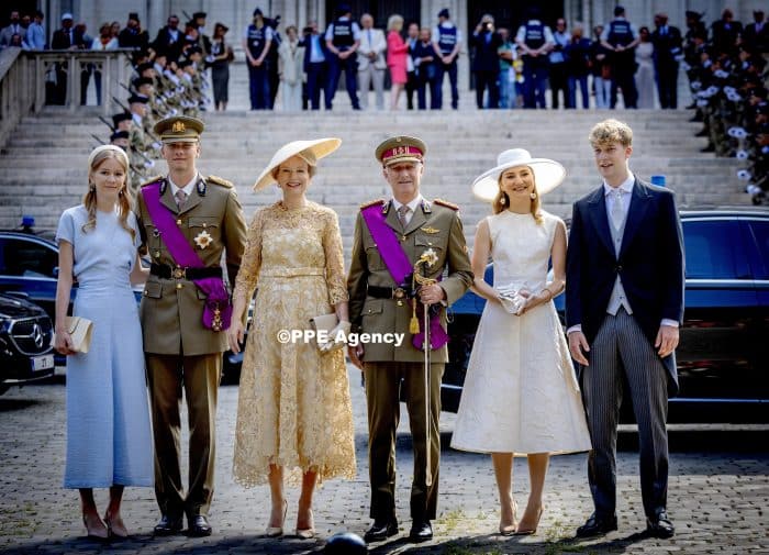 Belgium royals at the Te Deum at the Sainte-Gudule cathedral during the Belgian national day in Brussels. ADEL ROYALS MONACHY KONIGLICH ROYAUX ROYALTY QUEEN PRINCESS KING