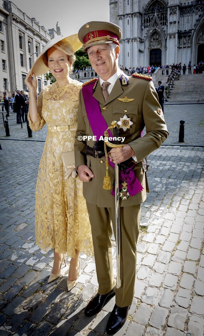 Belgium royals at the Te Deum at the Sainte-Gudule cathedral during the Belgian national day in Brussels. ADEL ROYALS MONACHY KONIGLICH ROYAUX ROYALTY QUEEN PRINCESS KING