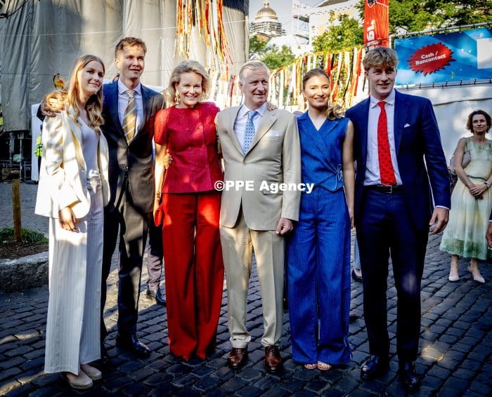 Belgium royals attend a parade marking the Belgian National Day in Brussels. ADEL ROYALS MONACHY KONIGLICH ROYAUX ROYALTY QUEEN PRINCESS KING