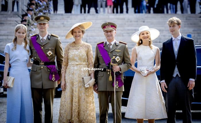 Belgium royals at the Te Deum at the Sainte-Gudule cathedral during the Belgian national day in Brussels. ADEL ROYALS MONACHY KONIGLICH ROYAUX ROYALTY QUEEN PRINCESS KING