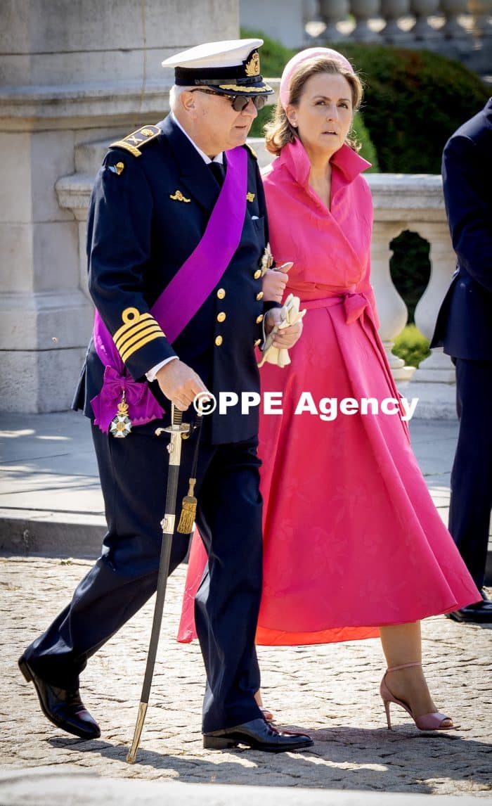 Belgium royals attend a parade marking the Belgian National Day in Brussels. ADEL ROYALS MONACHY KONIGLICH ROYAUX ROYALTY QUEEN PRINCESS KING
