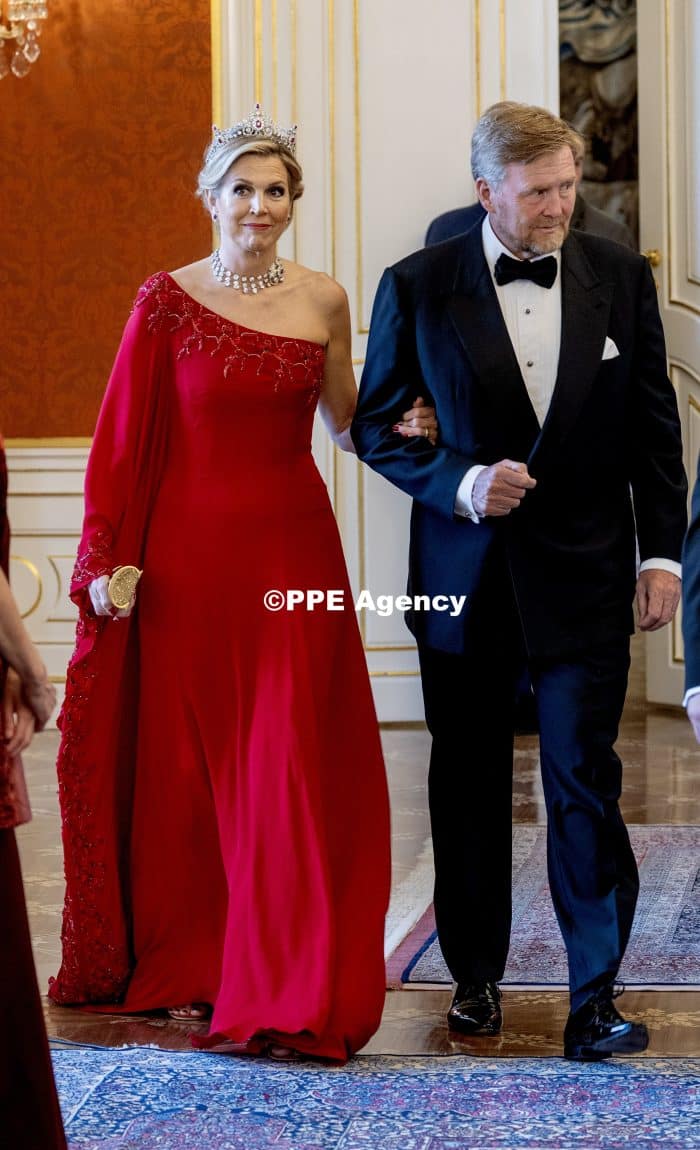 Queen Maxima and King Willem-Alexander with President Petr Pavel and Eva Pavlova during the state banquet . ADEL ROYALS MONACHY KONIGLICH ROYAUX ROYALTY QUEEN PRINCESS KING