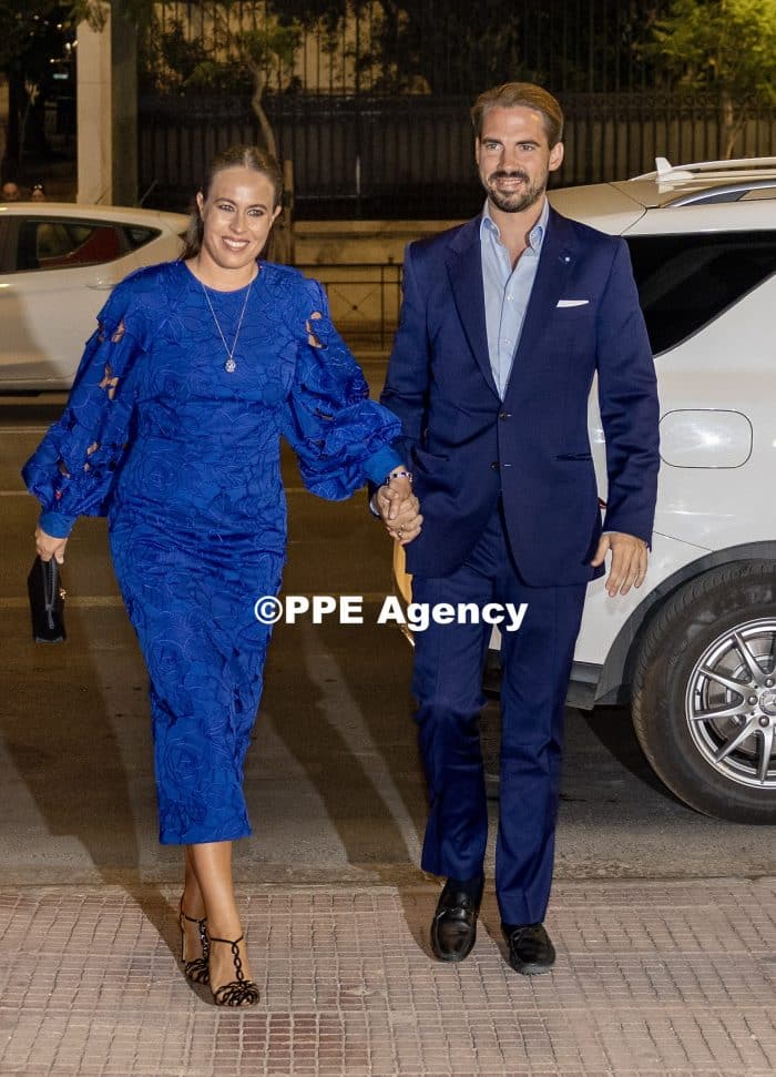 Princess Theodora and lawyer Matthew Kumar arriving for a dinner at the Byzantine and Christian Museum in Athens. ADEL ROYALS MONACHY KONIGLICH ROYAUX ROYALTY
